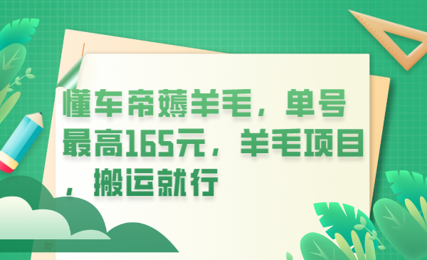 【副业项目6216期】懂车帝薅羊毛，单号最高165元，羊毛项目，搬运就行缩略图