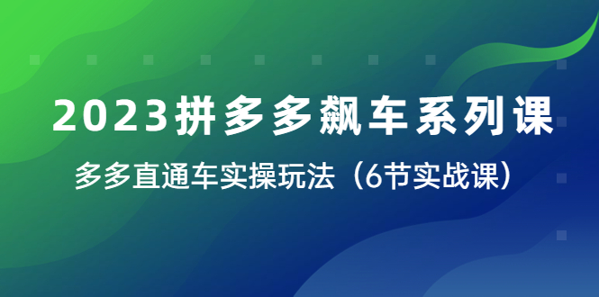 【副业项目6041期】2023拼多多飙车系列课，多多直通车实操玩法（6节实战课）缩略图