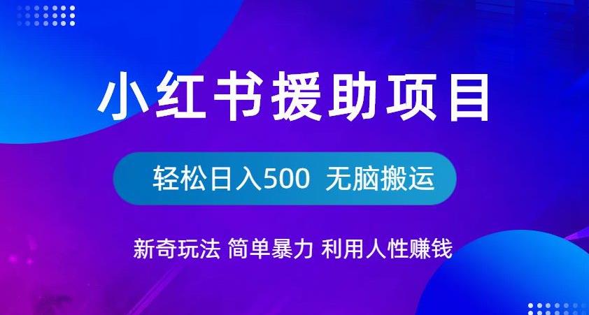 【副业项目6684期】小红书援助项目新奇玩法，简单暴力，无脑搬运轻松日入500【揭秘】缩略图