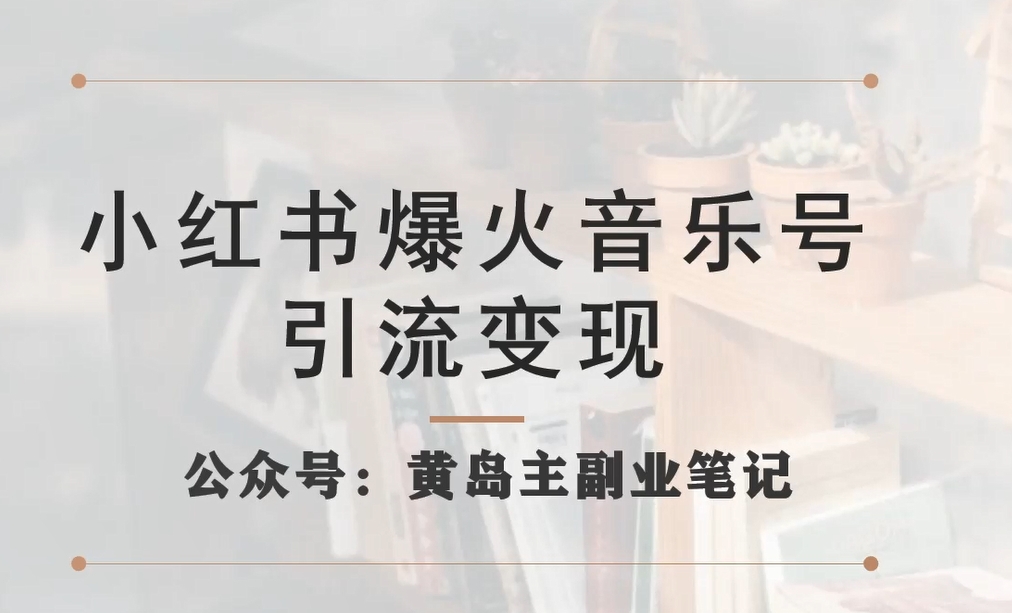 【副业项目7505期】小红书爆火音乐号引流变现项目，视频版一条龙实操玩法分享给你缩略图