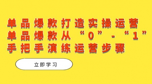 【副业项目7711期】单品爆款打造实操运营，单品爆款从“0”-“1”手把手演练运营步骤缩略图