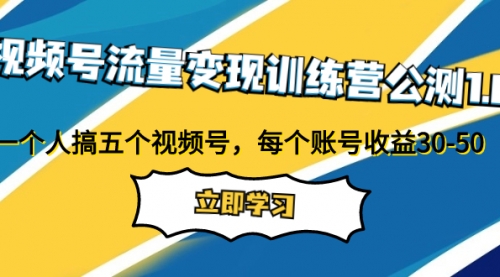 【副业项目8026期】视频号流量变现训练营公测1.0：一个人搞五个视频号，每个账号收益30-50缩略图