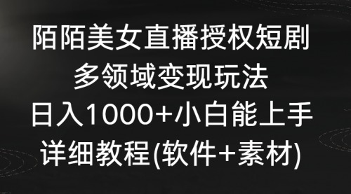 【副业8963期】陌陌美女直播授权短剧，多领域变现玩法，日入1000+缩略图