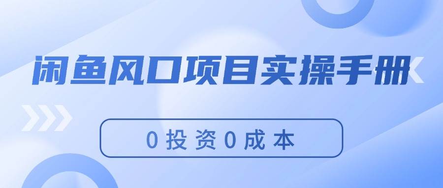 闲鱼风口项目实操手册，0投资0成本，让你做到，月入过万，新手可做缩略图